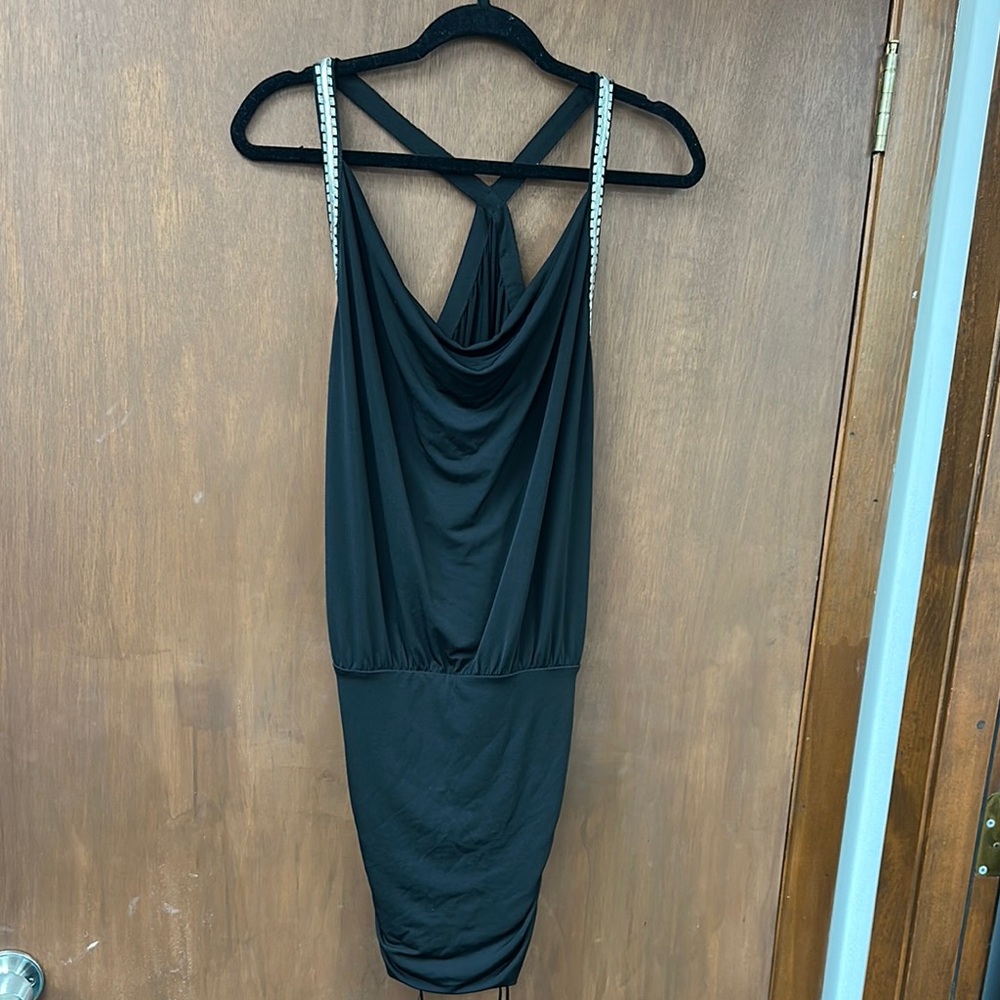 Guess Black Ruched Asymmetrical Cocktail Dress
